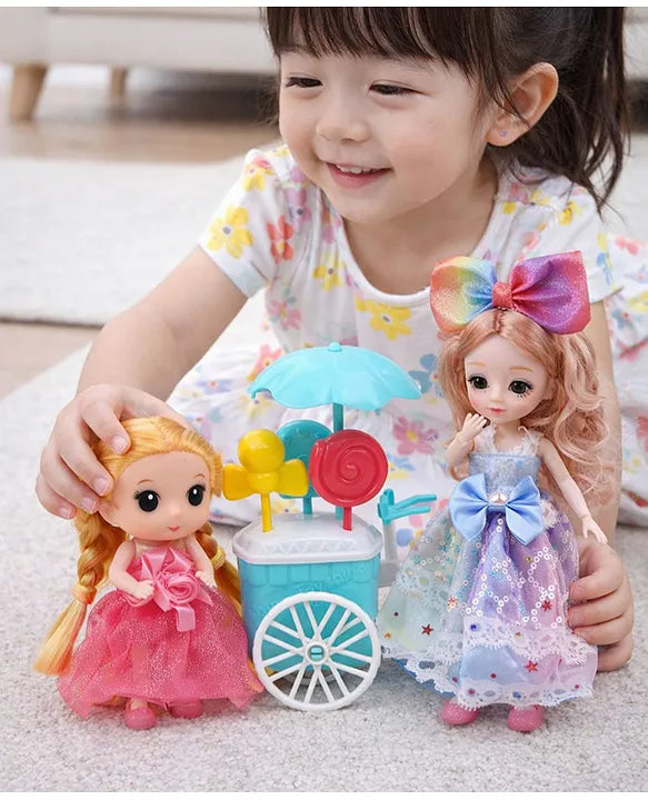 Missy & Sissy Cute Dolls with Dress | Shoes | Ice-Cream Cart Accessories | Doll for Girls | Realistic Dolls