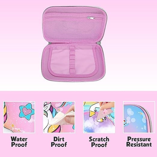 Pencil Box Unicorn Theme with Zip, HardCase Character Box, Multipurpose Large Capacity Jumbo Pencil Box Stationery case