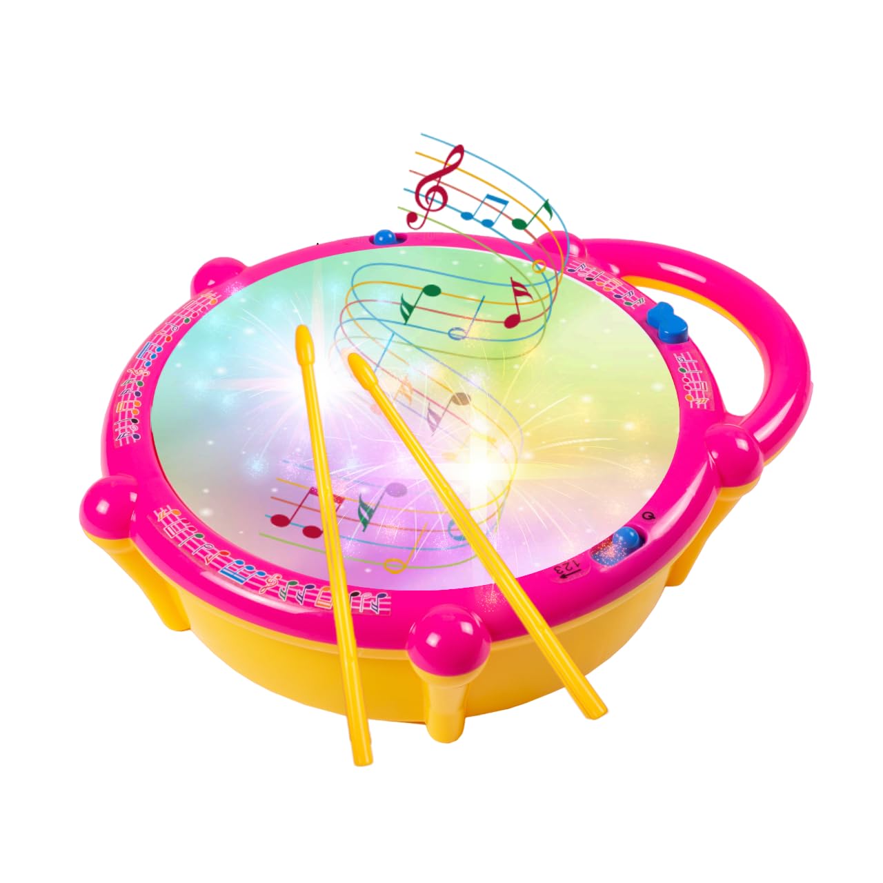 Flash Drum Toy with 3D Lights & Sounds | Dynamic Musical Instrument Toy for Kids | Flash Drum Toy for Gifts | Pink | 3xAA Battery (Not Included)