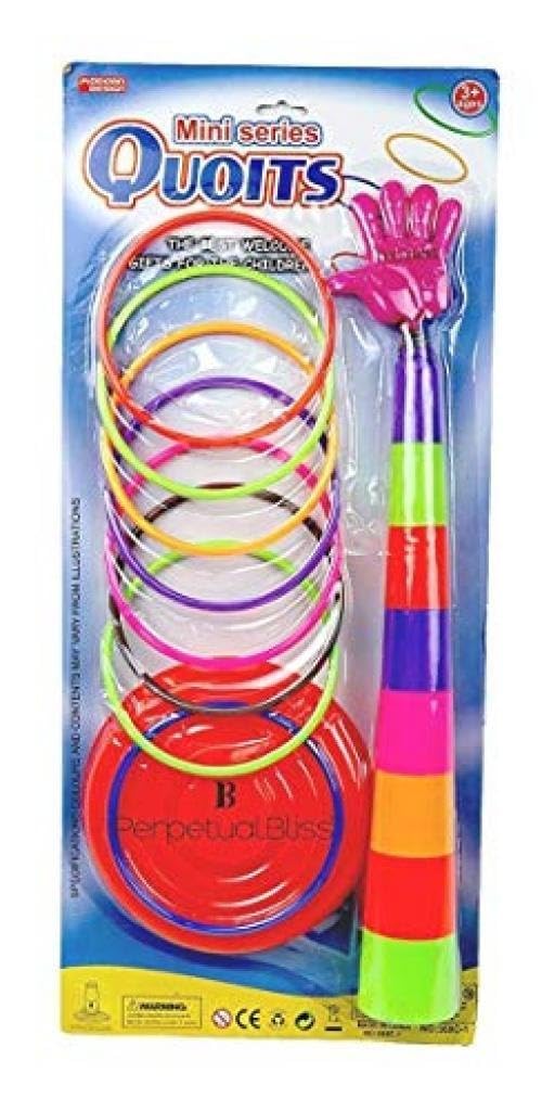 2 in 1 Ring Toss Game | Indoor Outdoor Fun Learning Activity Toy | Stacking Rings & Target Throw Game Color Recognition Aim and Strike Game for Kids 3+