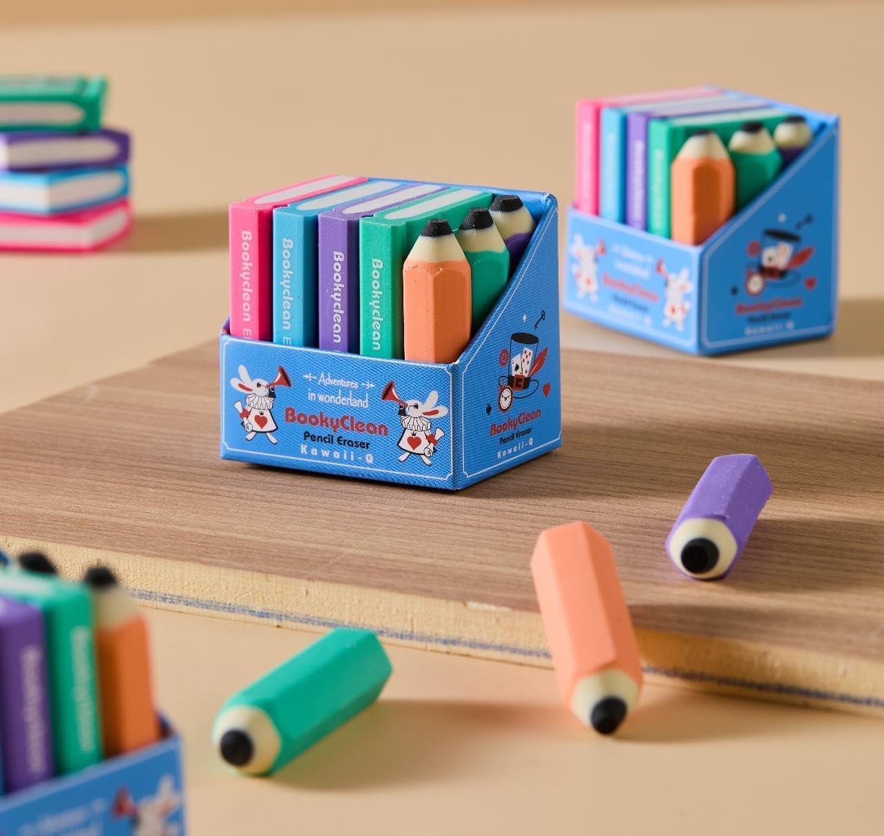 Mini Pencil and Book Shape Erasers Set for Kids - Multicolor, Rectangular, Rubber, Kawaii Eraser Set, Eraser, Multi-Color