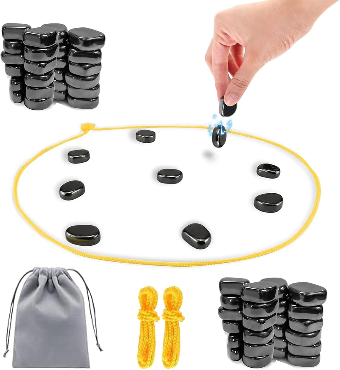 Magnetic Sizzle Game |Magnetic Chess Game for Kids & Adults | 24 Magnetic Stones Strategy Board Game | Travel Puzzle Family Game | Educational Brain Teaser Toy Family Fun (3+ Year)