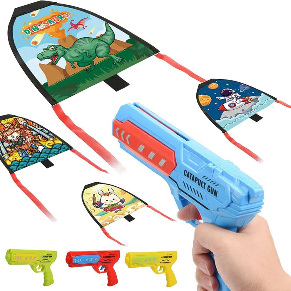 Kite Launcher Gun | Kites for Children with Catapult Gun |Outdoor Toy |1 Cute Kites with Long Tail