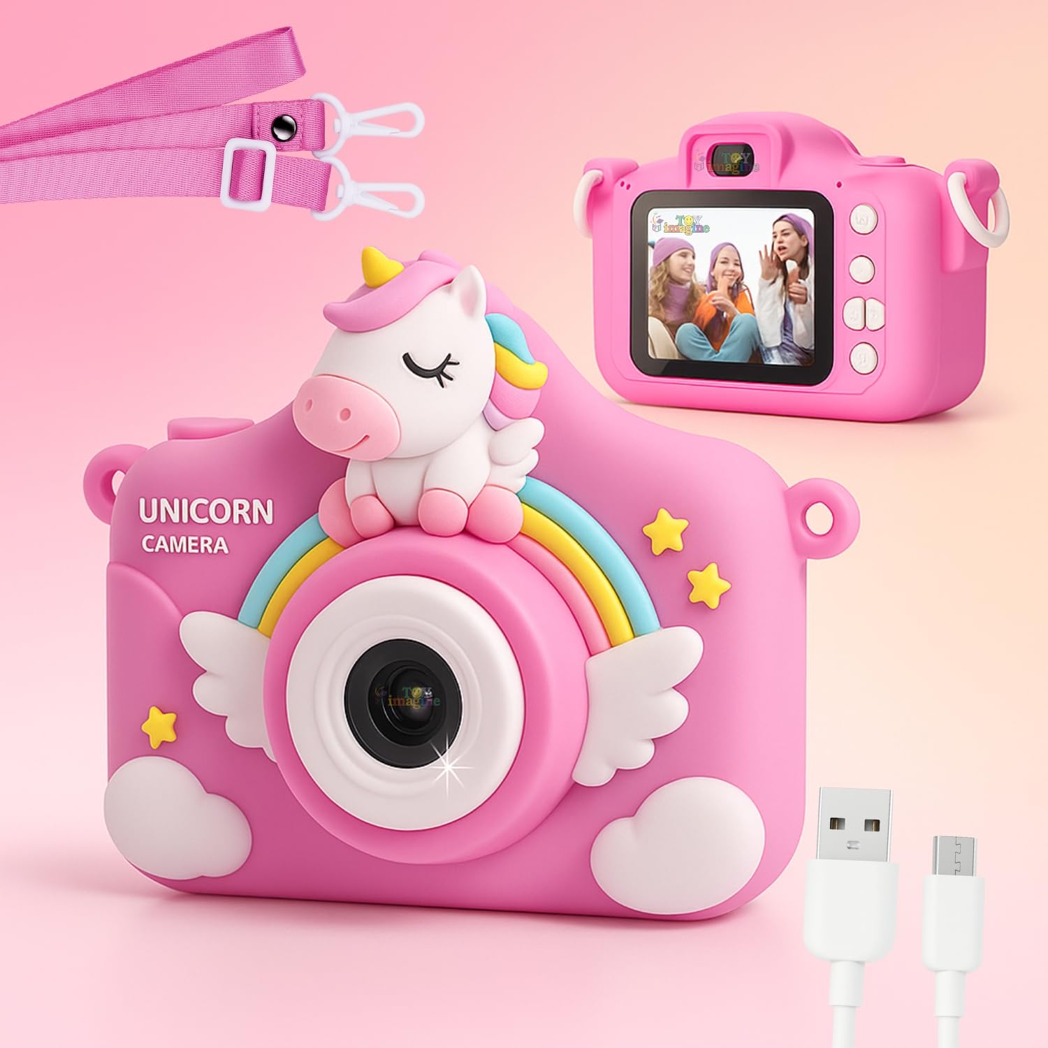 Kids Digital Camera | 4.8 MP Photos & 1080p Video | 2" Screen | USB Rechargeable | Portable Fun Mini Toy Camera for Boys & Girls | Age 3โ10 | Educational Birthday Gift (Unicorn) | SD Card Not Included