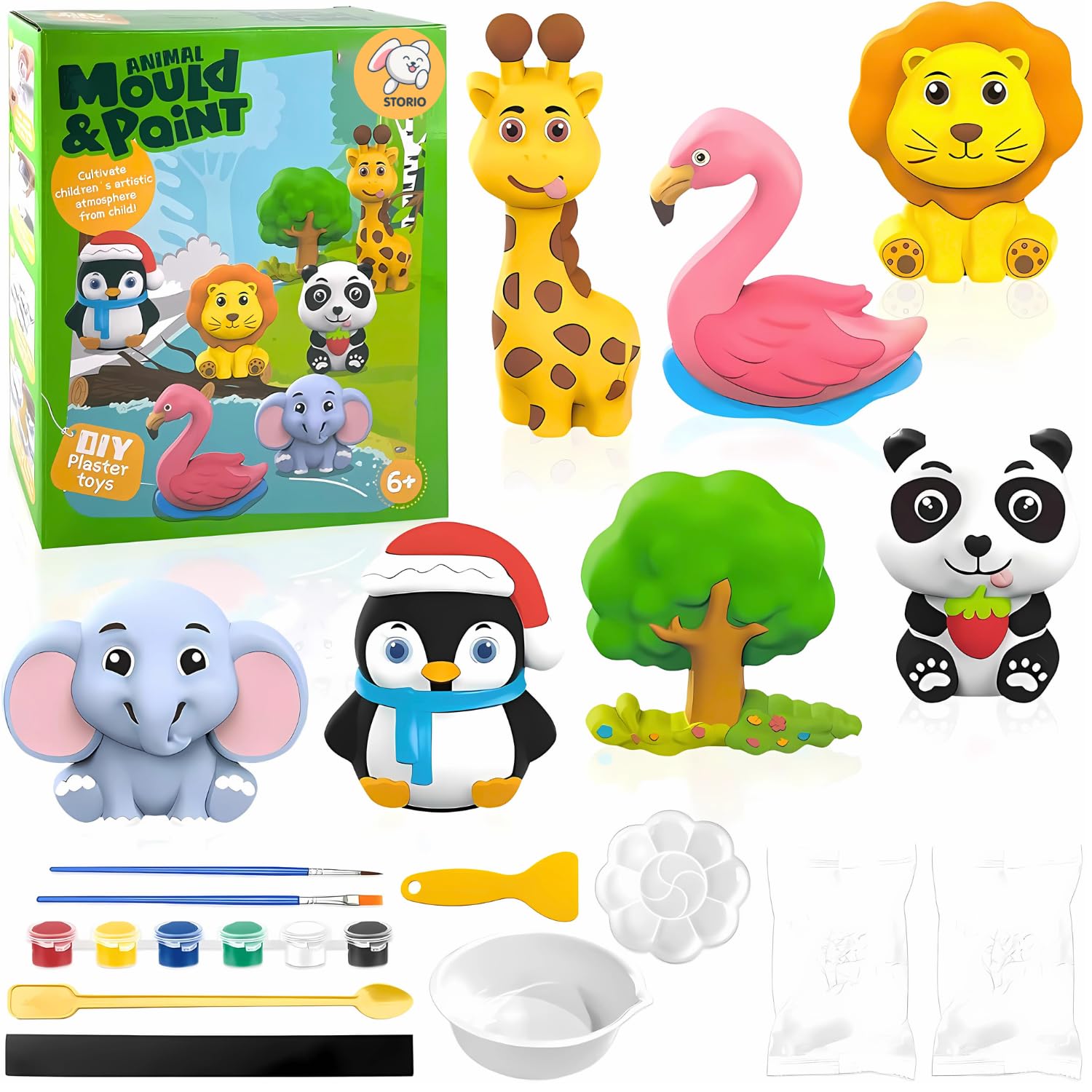 DIY Mould & Paint Craft Kit - Animal Kingdom Kids DIY Craft for 5 Years | POP Figurine Set with Pigments Palette | Mould Painting Art & Craft Set