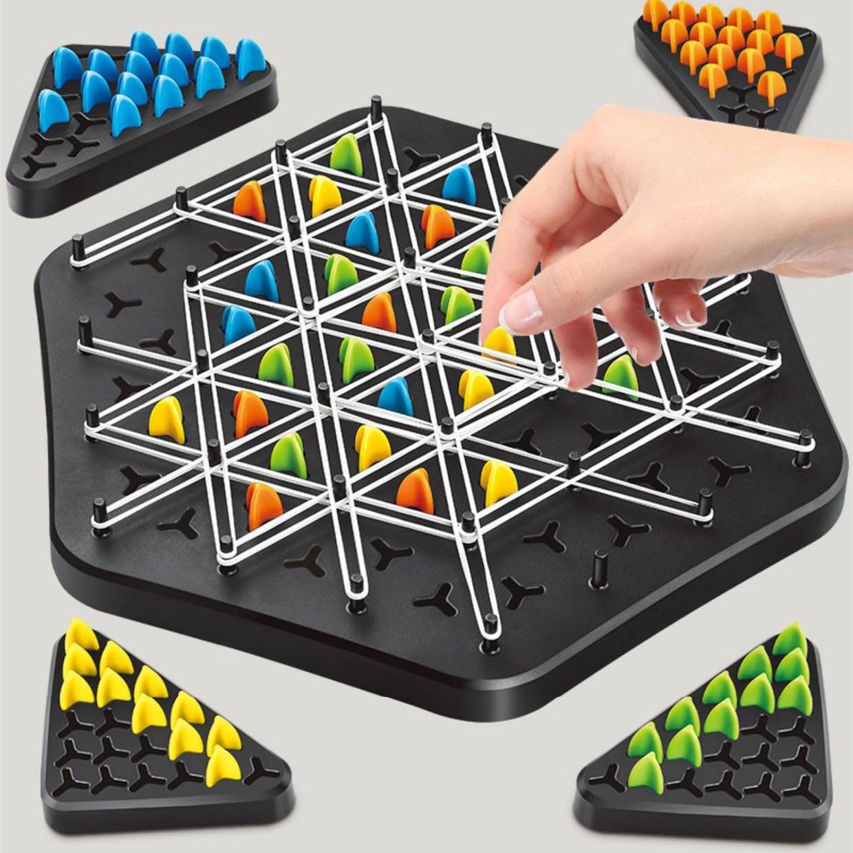Triangle Chess Triggle Rubber Band Strategy Board Game |Puzzle for Kids & Adults