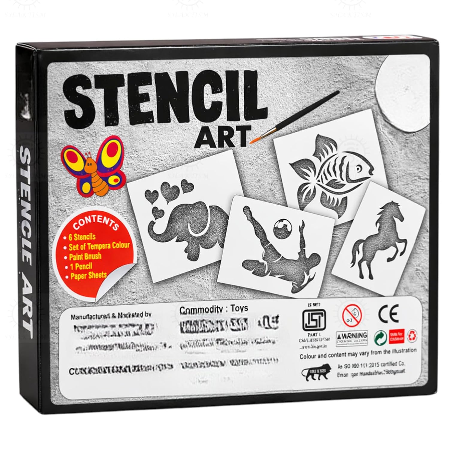 Kids Stencil Art Kit | DIY Painting Set for Kids 3+ Years | Drawing & Colouring Craft Kit with Animal Stencils | Paints & Brush | Educational Art & Craft Activity