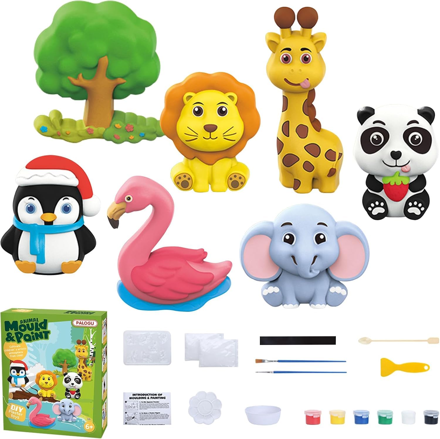 DIY Mould & Paint Craft Kit - Animal Kingdom Kids DIY Craft for 5 Years | POP Figurine Set with Pigments Palette | Mould Painting Art & Craft Set