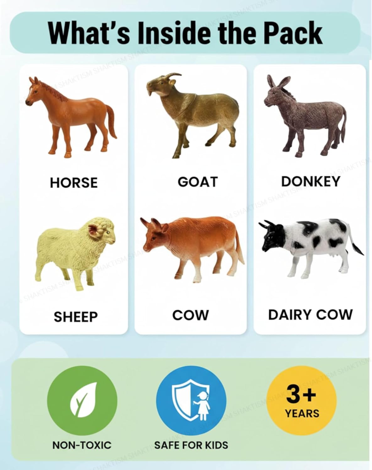 Farm Animal Toy Set for Kids | Realistic Plastic Farm Figures Playset | Pretend Play Toy Set