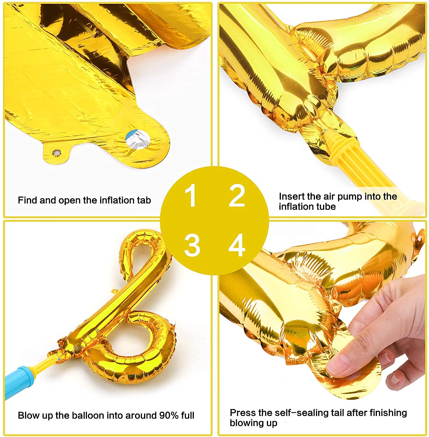 Alphabet Foil balloon | Letters A-Z and Numbers 0-9 in 16 inch | Alphabet foil balloon letters | Golden foil Balloons for Birthday, Other Kind of Parties, Celebrations and Decorations.