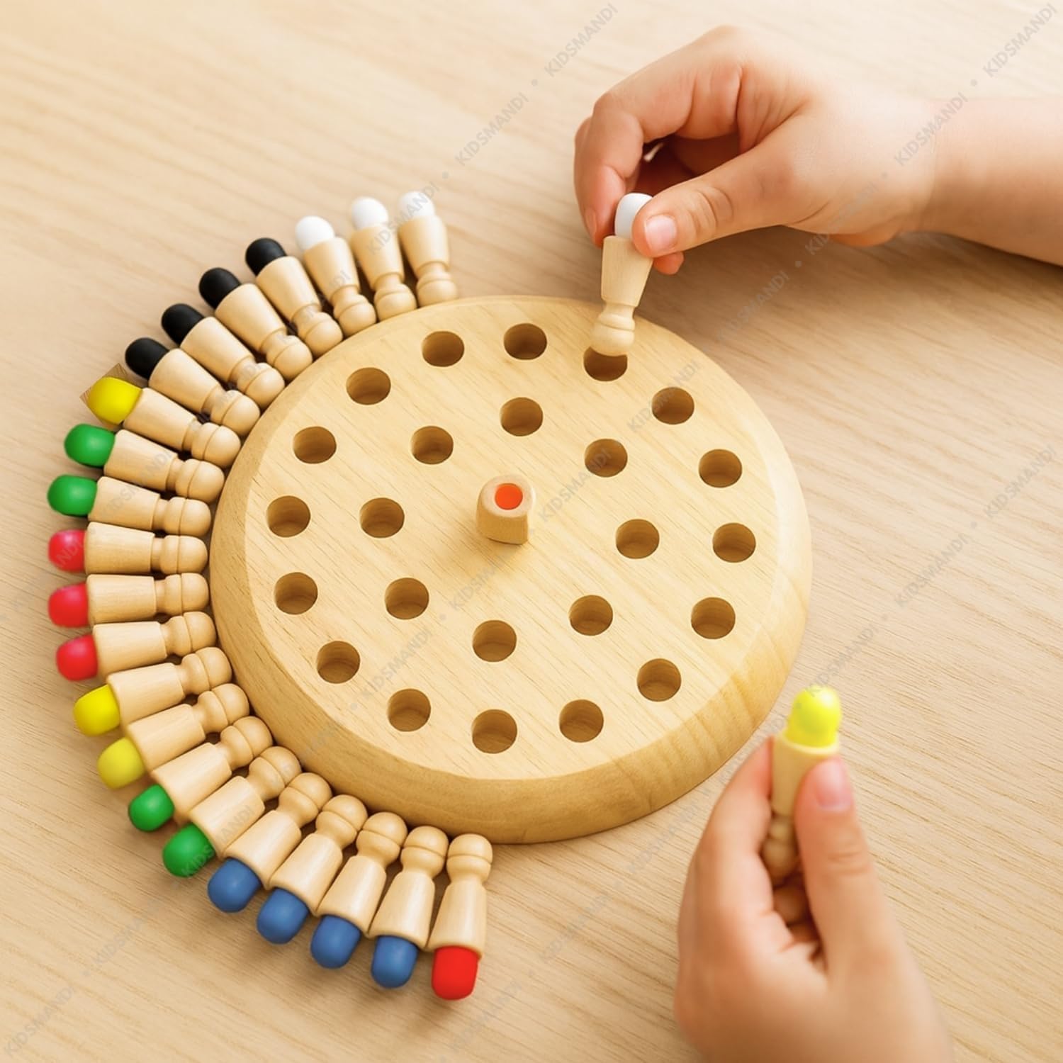 Wooden Memory Chess Game for Kids – Montessori Educational Colour Matching Board Game | Brain Booster & Concentration Toy for Boys & Girls Ages 3-8 Years