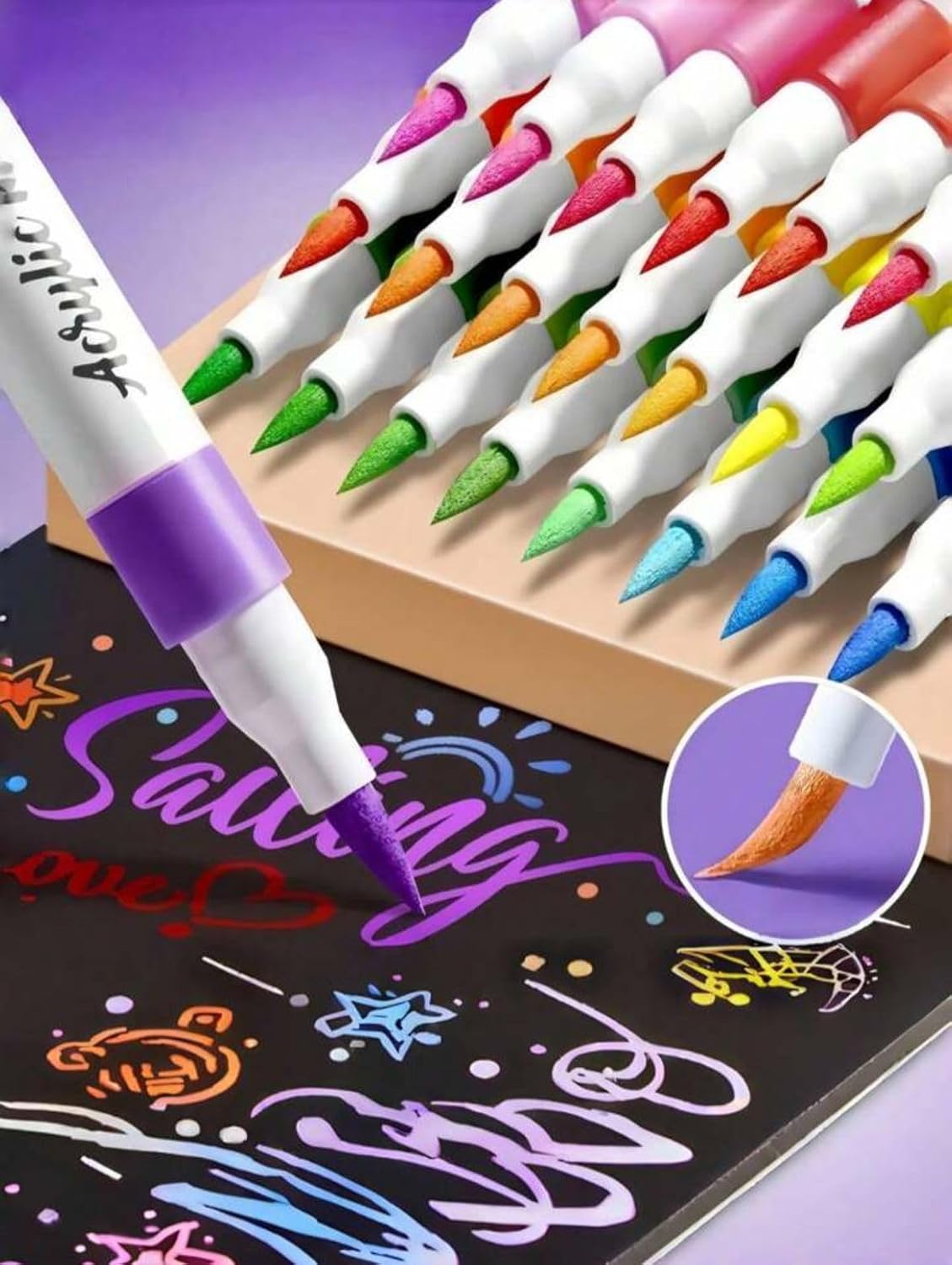 Acrylic Paint Markers | 48 Shades |Permanent Pens | Fine Tip Art Markers Set