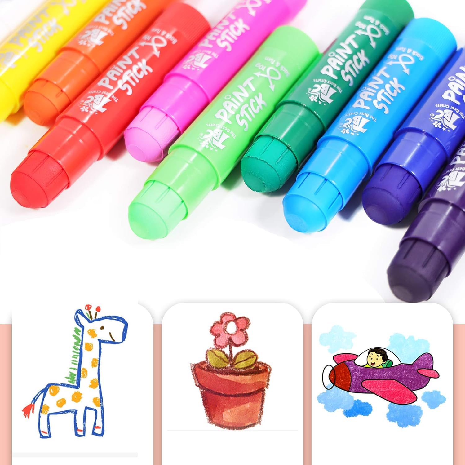 Solid Paint Sticks For Kids | 12 Washable Colours | Quick-Dry | Rotating Crayons | Non-Toxic & Allergen-Free | No Brush Or Water Needed