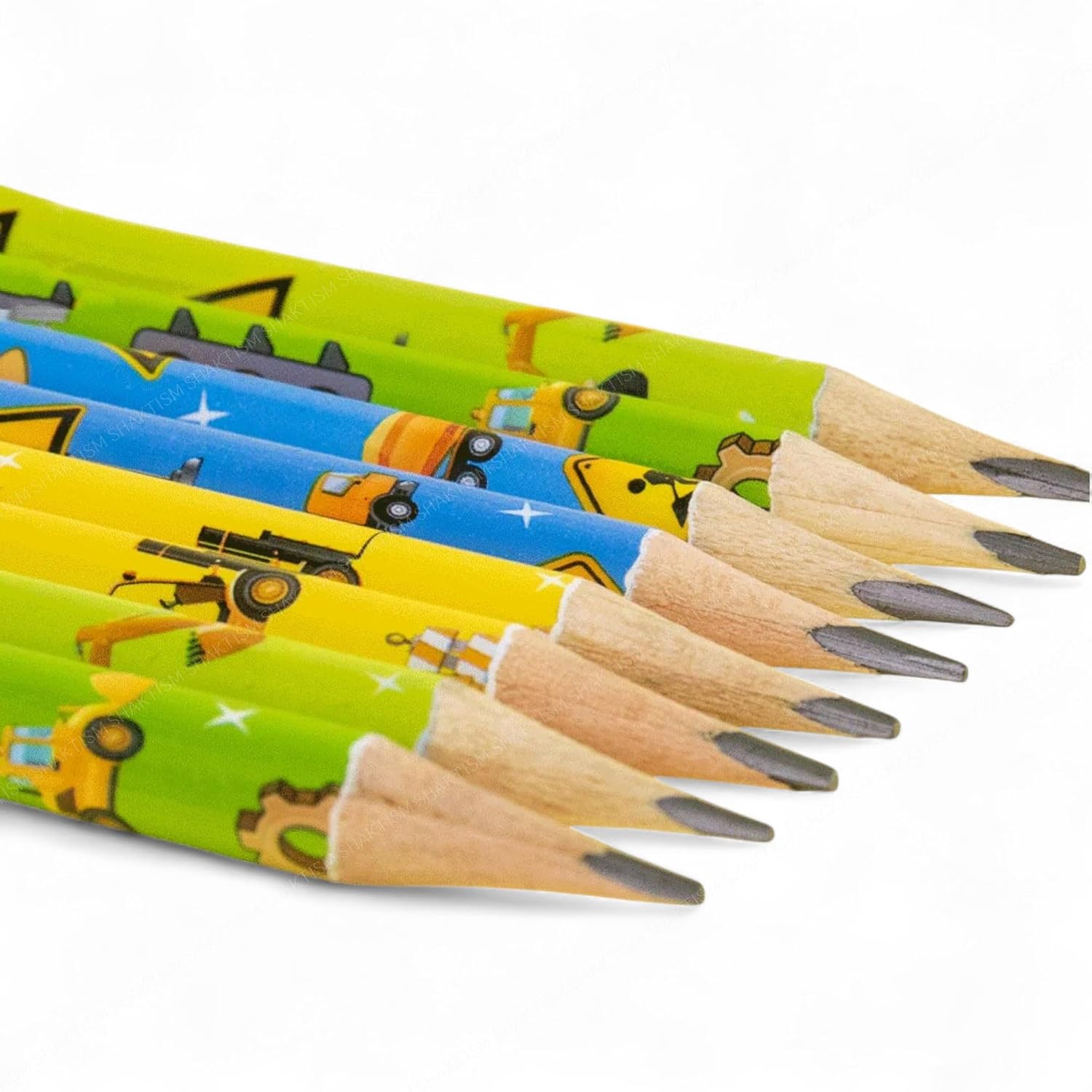Kids' Stationery Kit with Wooden Pencils, Sharpener, Erasers, Cartoon Theme (12 Pencils)