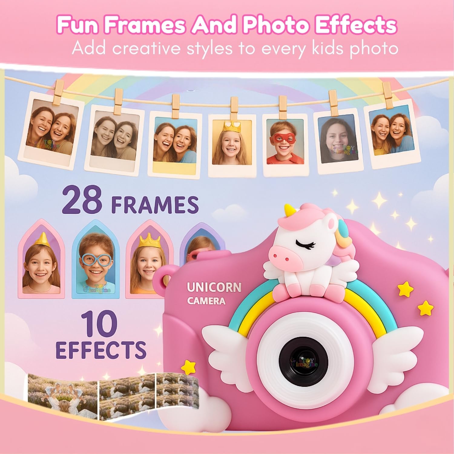Kids Digital Camera | 4.8 MP Photos & 1080p Video | 2" Screen | USB Rechargeable | Portable Fun Mini Toy Camera for Boys & Girls | Age 3โ10 | Educational Birthday Gift (Unicorn) | SD Card Not Included