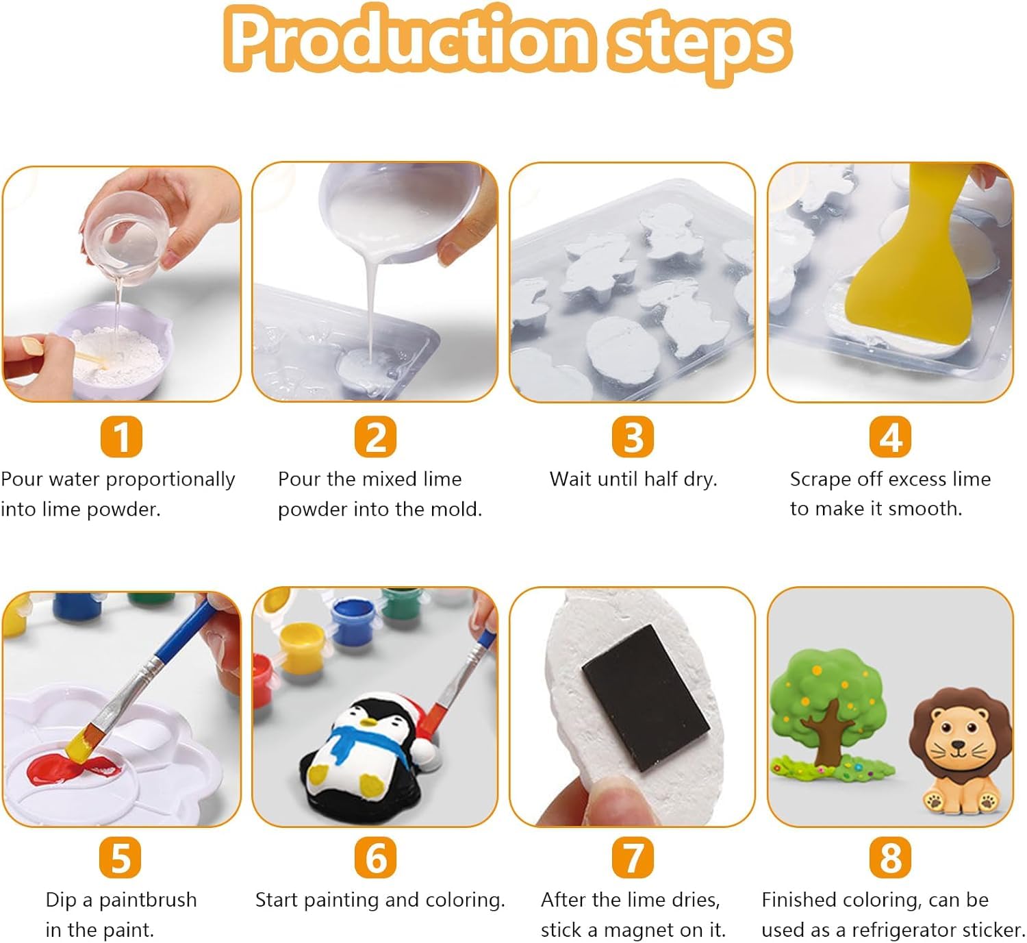 DIY Mould & Paint Craft Kit - Animal Kingdom Kids DIY Craft for 5 Years | POP Figurine Set with Pigments Palette | Mould Painting Art & Craft Set