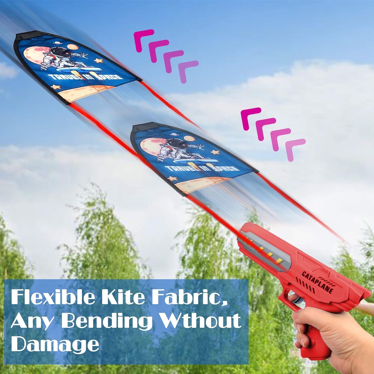Kite Launcher Gun | Kites for Children with Catapult Gun |Outdoor Toy |1 Cute Kites with Long Tail