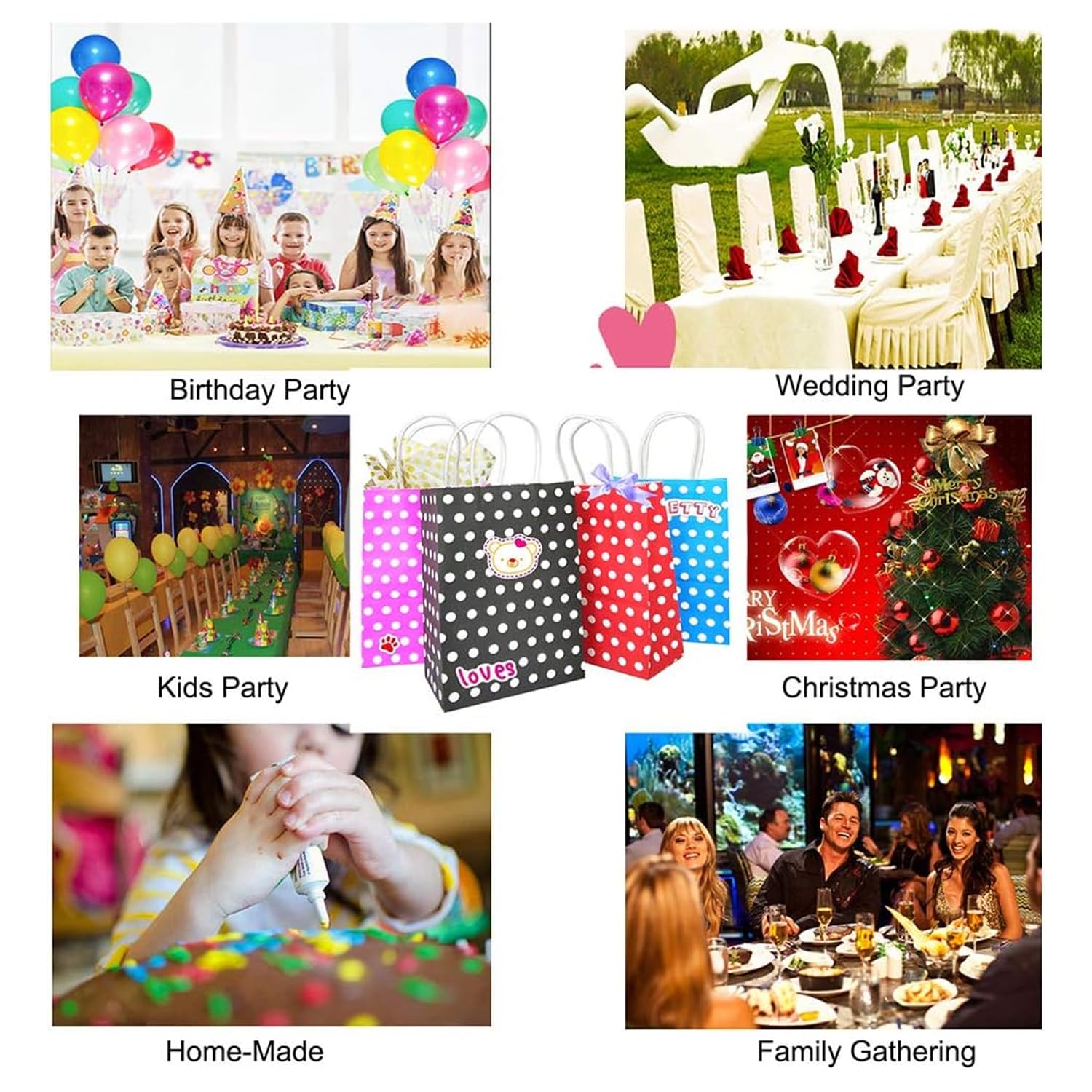 Paper Gift Bags with Handles | Polka Dot Paper Party Favour Bags | Kid’s Birthday | Baby Shower | Wedding | Festivals | Holiday Party