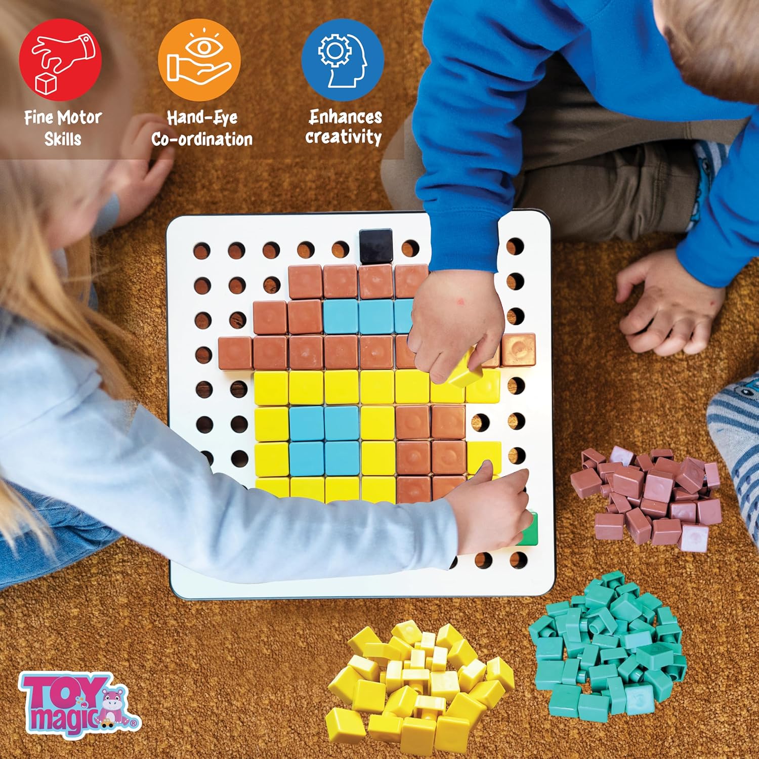 Pixel Cubes Puzzle Toy for Children | Early Education| Brain Games for Kids|Pixel Game | Educational Board Games|240 Cubes with Pixel Board & Book