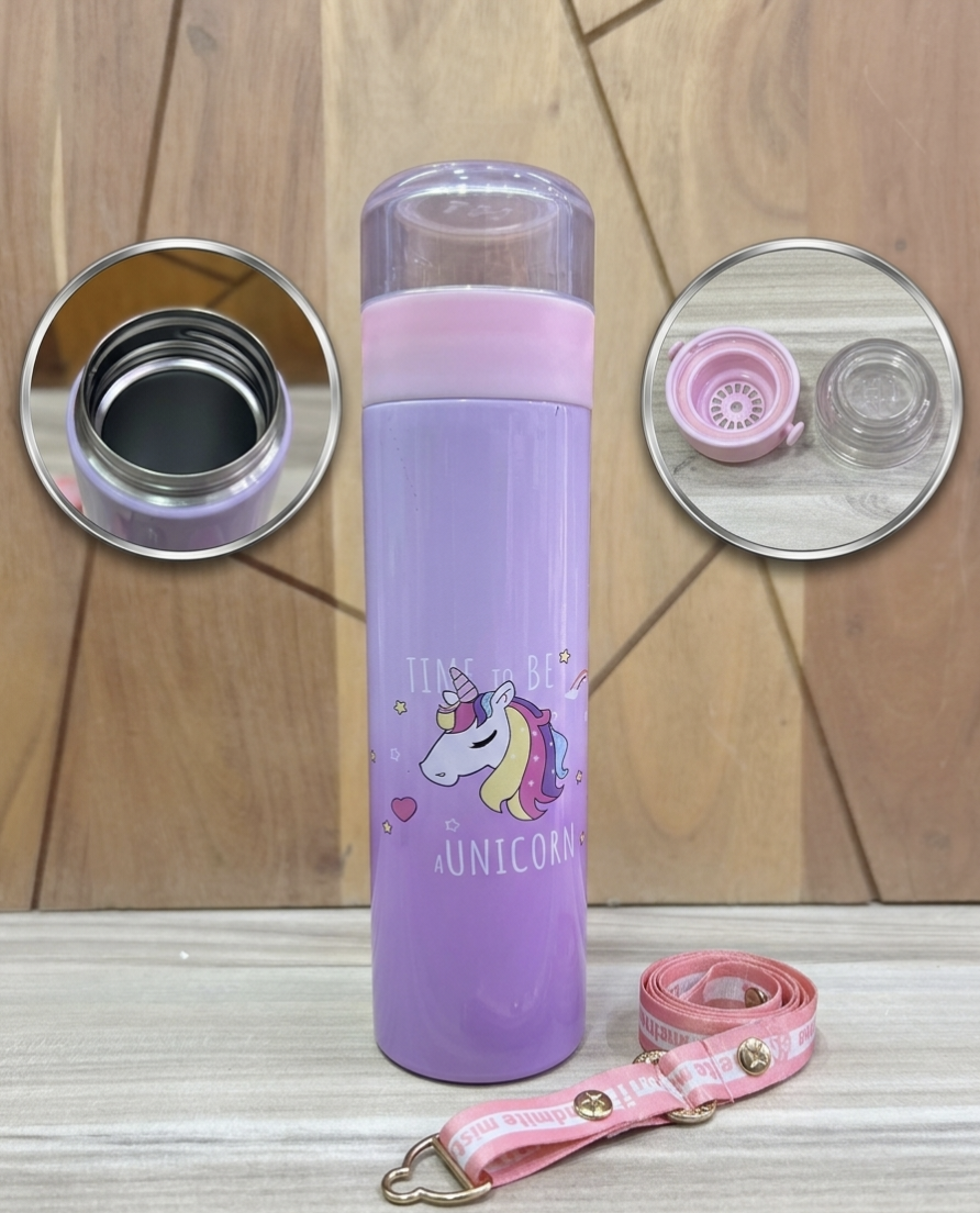 Unicorn Stainless Steel Water Bottle for Kids | School Water Bottle for Kids | Picnic Water Bottle | Leak-Proof Bottle for Kid | Travel | Pink