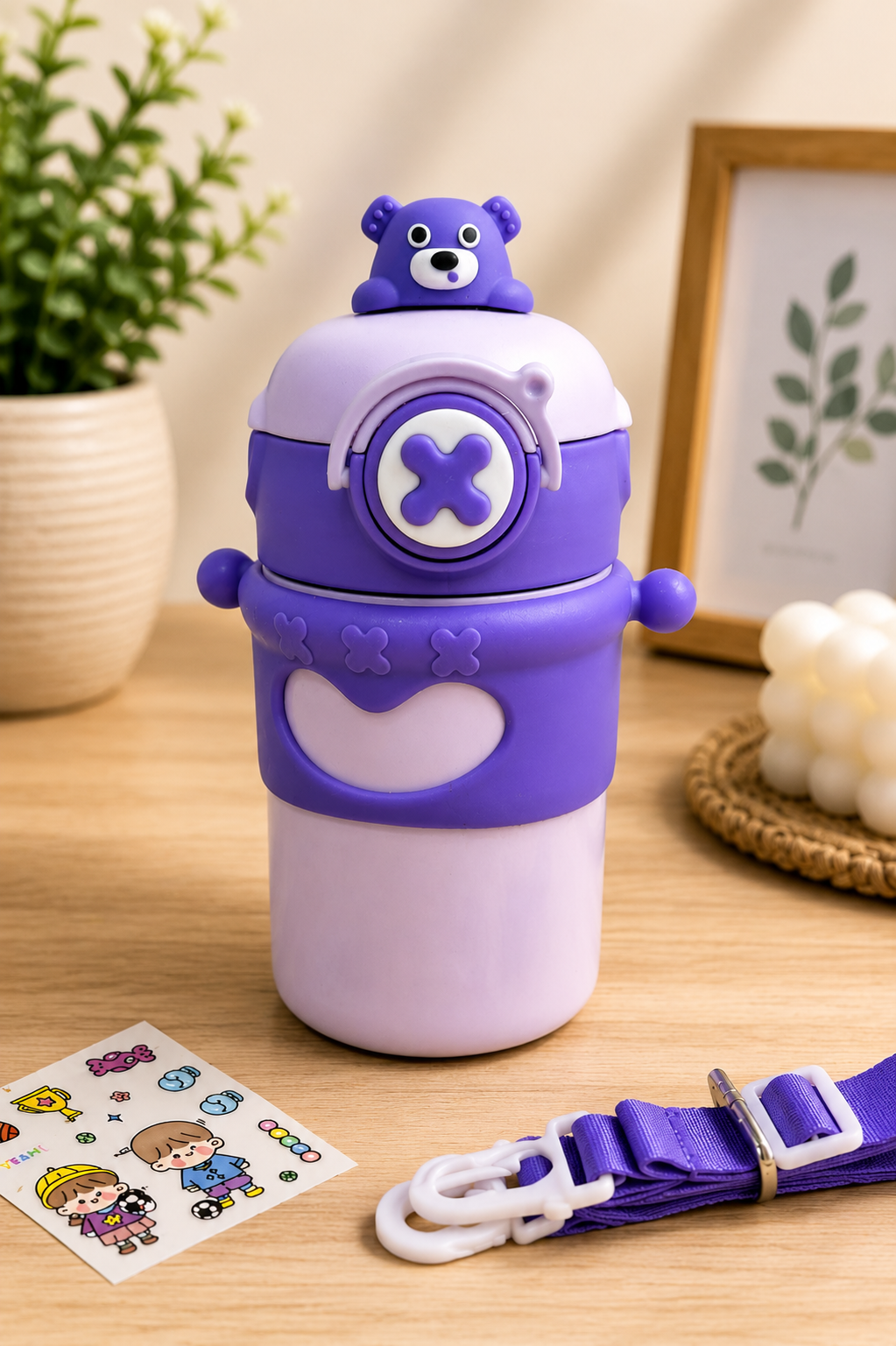 Kids Insulated Water Bottle | Stainless Steel Leakproof School Bottle for Kids | 12H Cold & 8H Hot | BPA-Free | Sipper with Strap