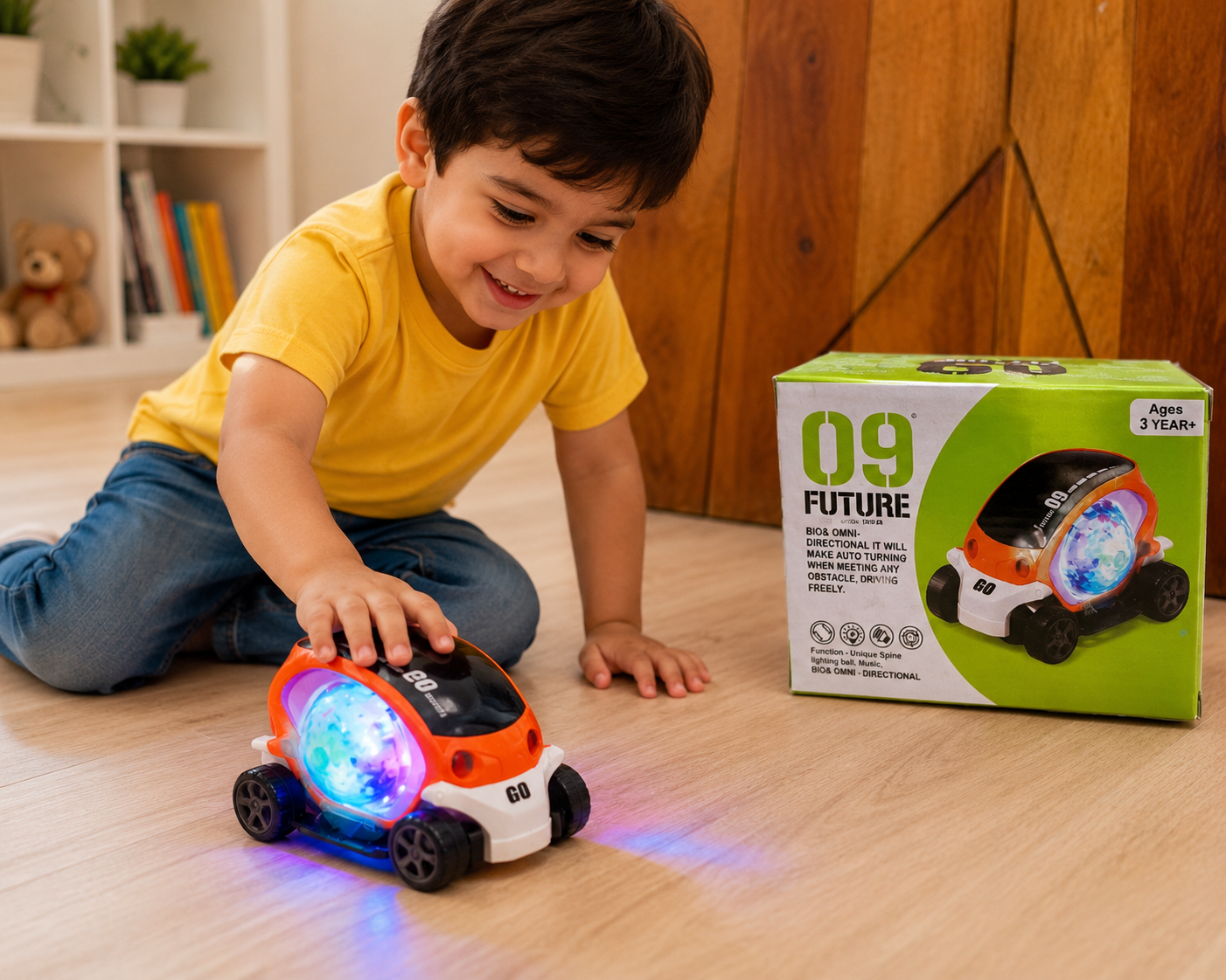 Musical and Lighting CAR with Omni Directional and AUTO Turning Mode