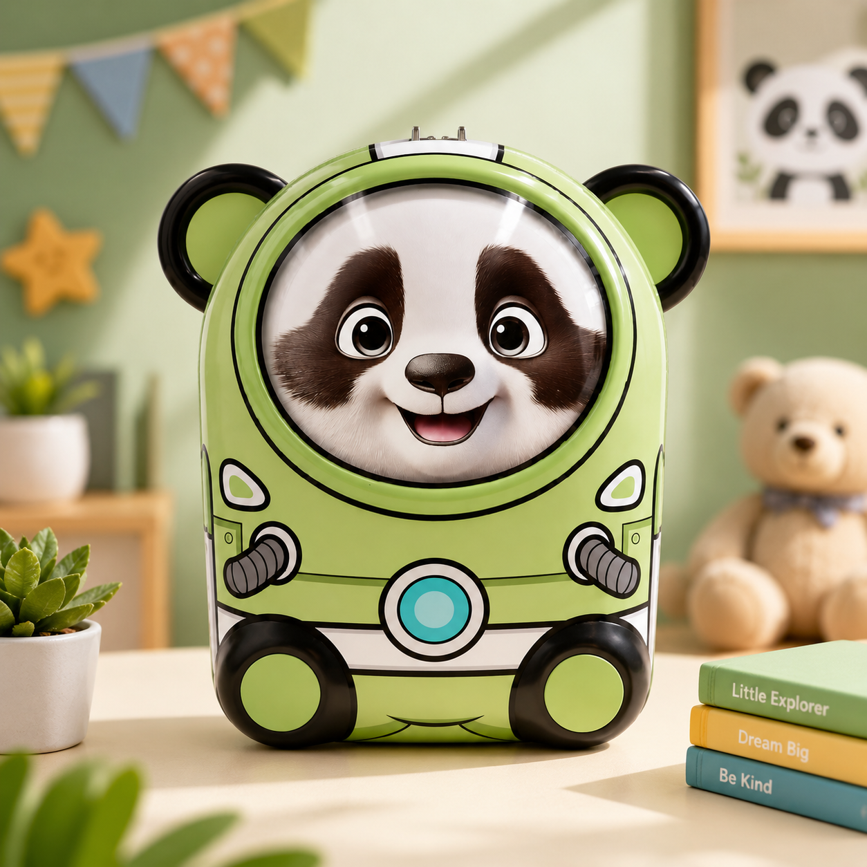 Cute & Colourful | Printed | Metal | Money Bank | Secure Lock & Keys for Kids | Money Saving Storage | Coin Collection Box | Green