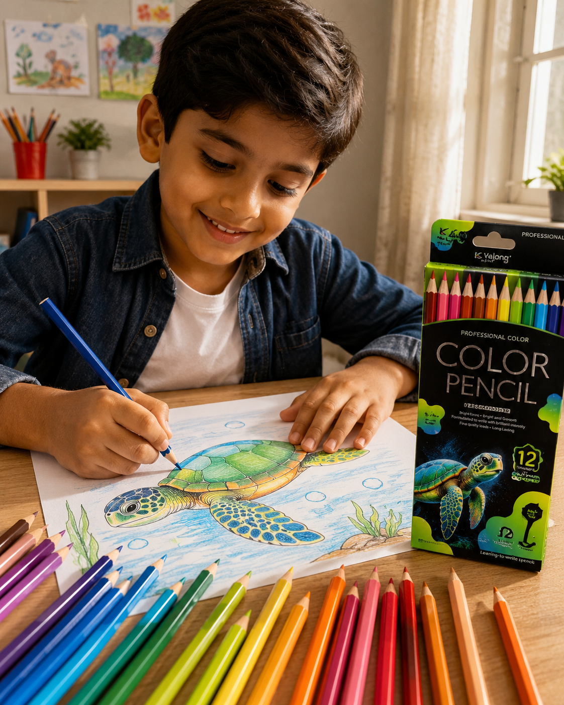 12 Shades Super Soft Color Pencils Box | Smooth Color Application | For Blending & Experimenting Different Art Strokes | Non-Toxic & Safe For Childrens