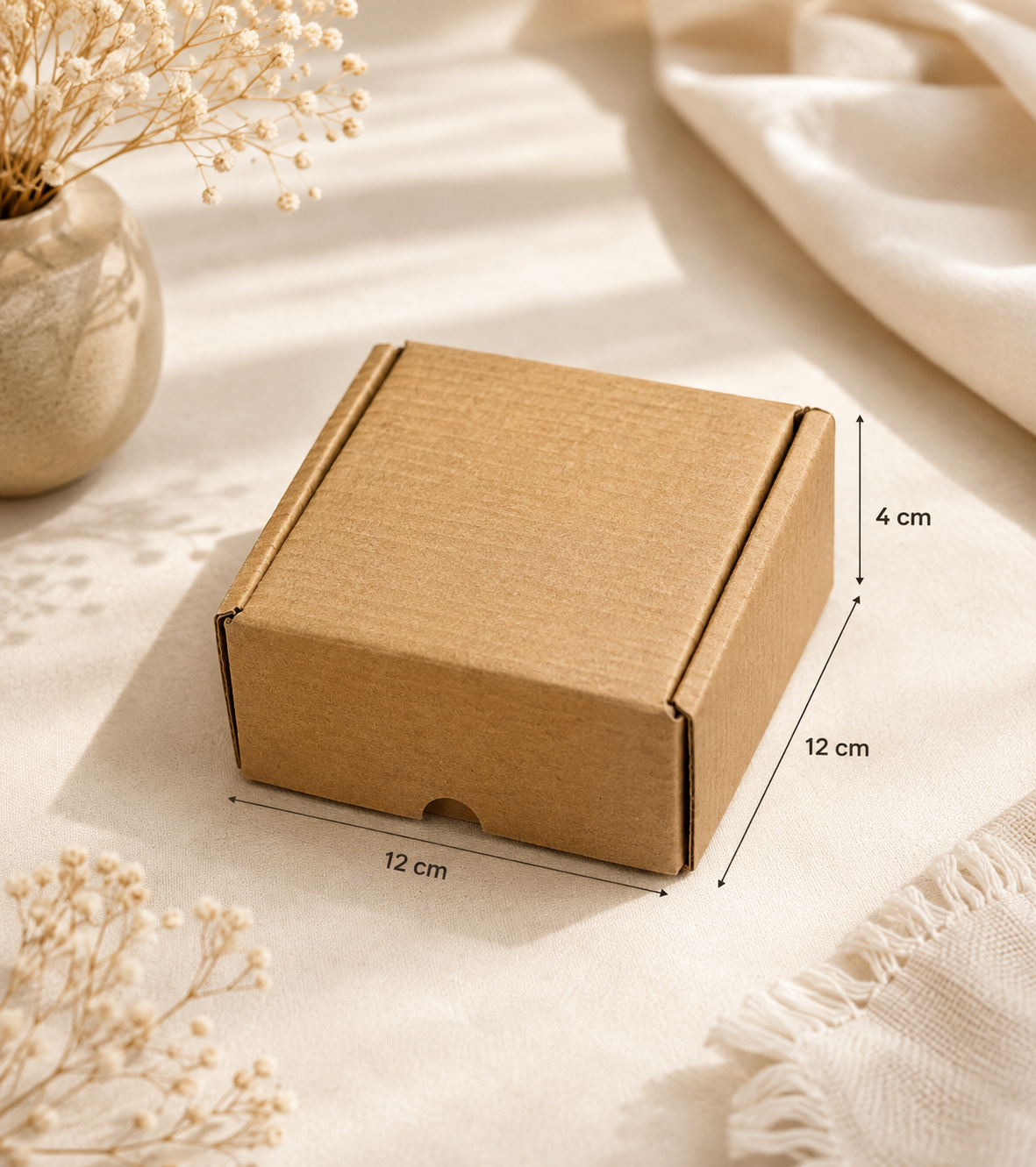 Premium Gift Box with Lid | 12 × 12 × 4 cm Corrugated Packaging Box | Multipurpose Box