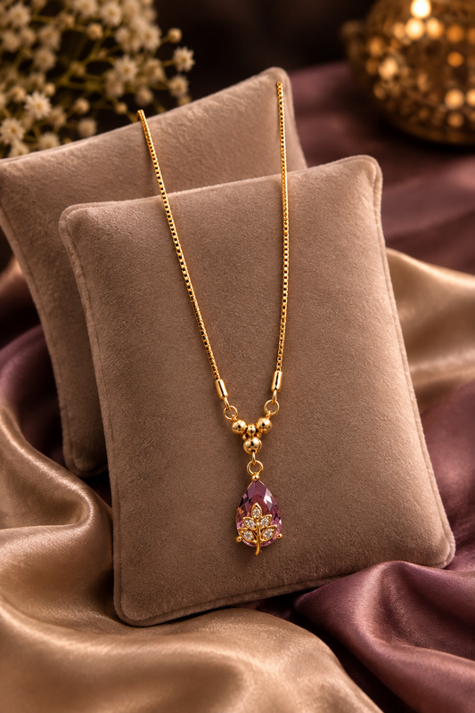 Radiant Drop Leaf Pendant Necklace