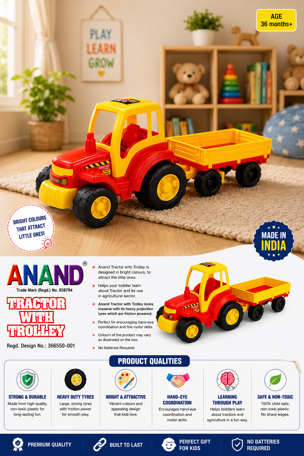 Tractor with Trolley Toy | Kids Play Toy | Perfect for toddlers and young children