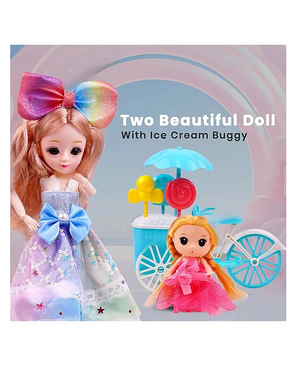 Missy & Sissy Cute Dolls with Dress | Shoes | Ice-Cream Cart Accessories | Doll for Girls | Realistic Dolls