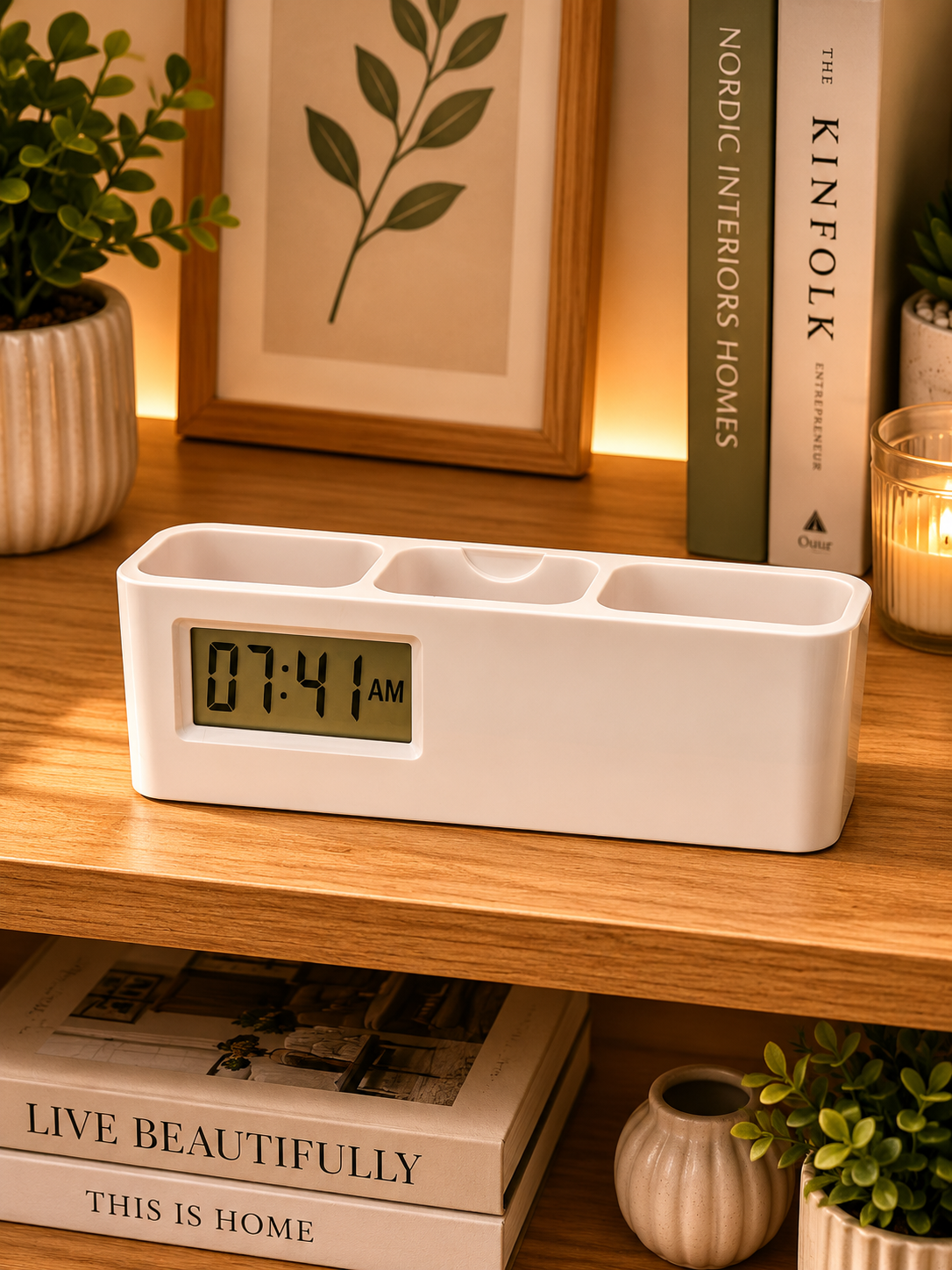 Alarm Clock with Pen Stand | Mini Clock with Dual Alarms | Bedside Clock for Students and Kids | Birthday Gifts and Presents for Boys and Girls