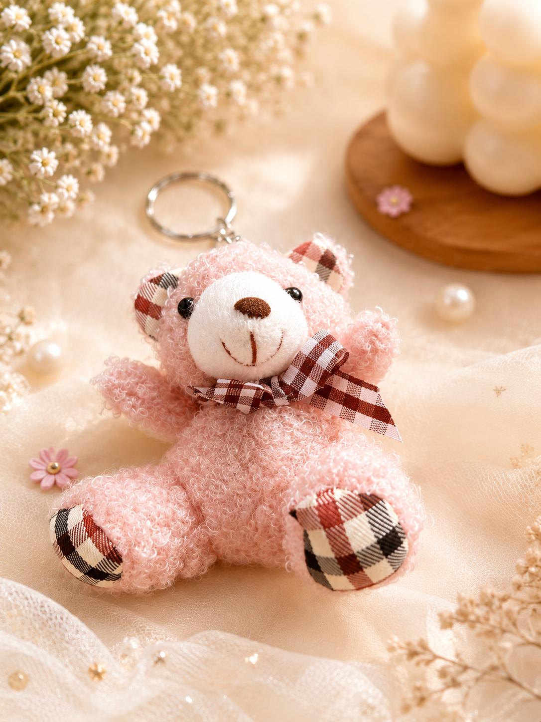 Cute Teddy Bear Plush Keychain | Soft Mini Teddy Key Ring for Bags, Keys & Gifts | Kawaii Stuffed Animal Keychain
