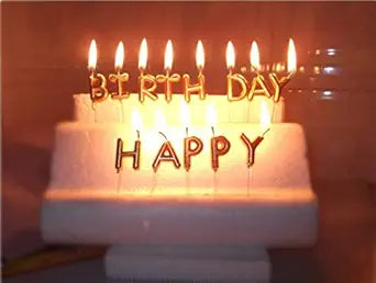 Happy Birthday Letter Candles Golden | Metallic Alphabet Candle Set | Cake Topper Birthday Candle | Pack of 1