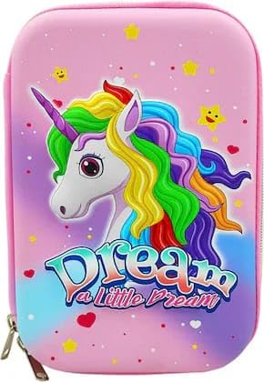 Pencil Box Unicorn Theme with Zip, HardCase Character Box, Multipurpose Large Capacity Jumbo Pencil Box Stationery case