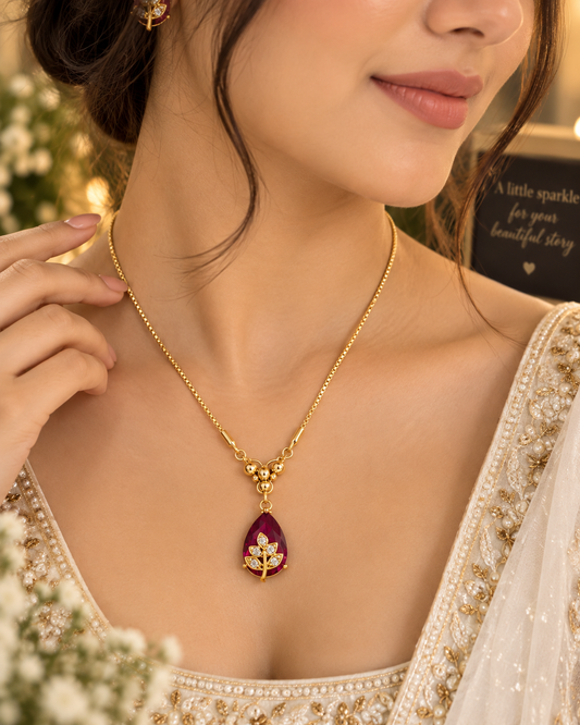 Radiant Drop Leaf Pendant Necklace