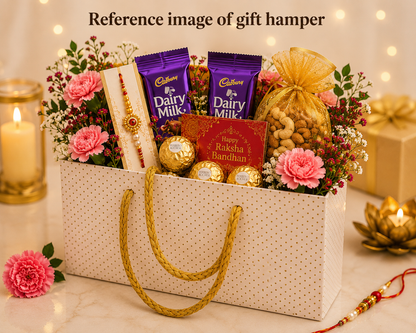 Premium White Gift Bag with Handles | 25.5 × 7.5 × 17 cm Luxury Gift Packaging Bag for Hampers, Chocolates & Festive Gifts (Only Hamper box)