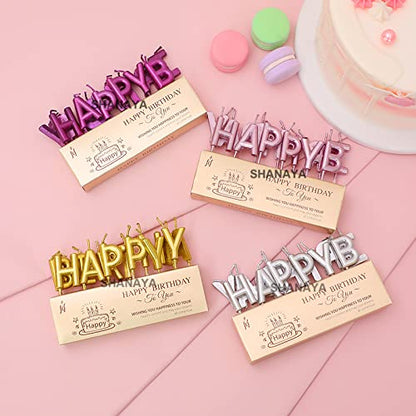 Happy Birthday Letter Candles Golden | Metallic Alphabet Candle Set | Cake Topper Birthday Candle | Pack of 1