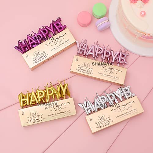 Happy Birthday Letter Candles Golden | Metallic Alphabet Candle Set | Cake Topper Birthday Candle | Pack of 1