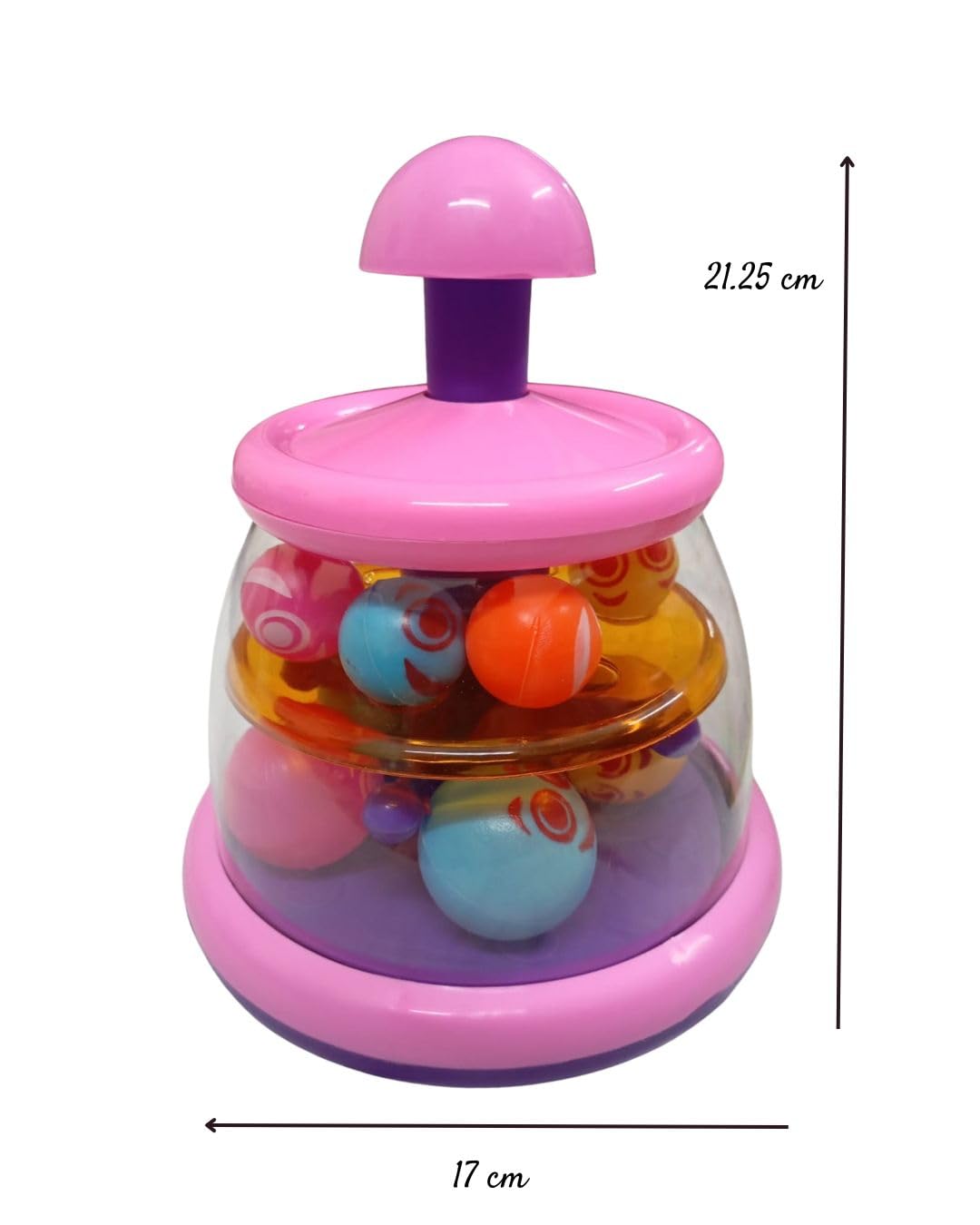 Push 'N' Spin Ball Spinner for Kids | Kids Interactive Toy with Colourful Spinning Balls | Toddler Toy | Learning Activity | Height 21.25 cm | Age 6 Month +