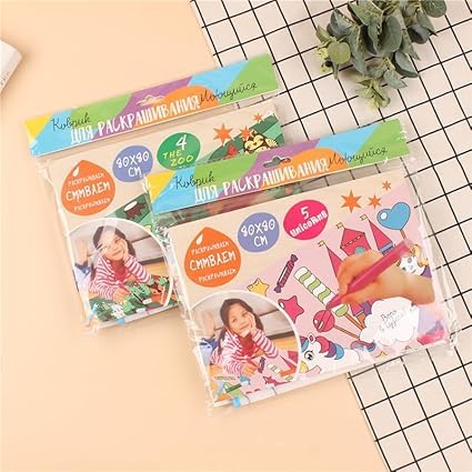 Coloruing Mat | Doodle Drawing | Kids Reusable | Washable Learning Mat with 6 Colour Pens (Random Pattern)