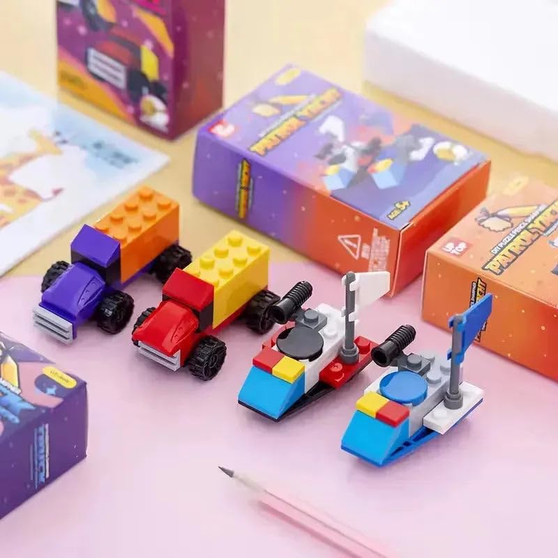 DIY Puzzle Pencil Sharpener | Building Block Toy | Space Craft, Truck, Patrol Yacht Designs | Multicolour | Plastic | Birthday Return Gifts