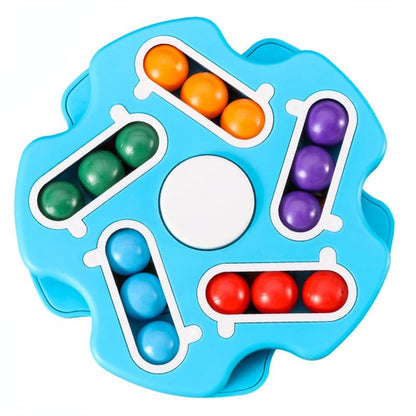Fidget Toy Rotating Magic Bean Cube Spinner | Double Flip Puzzle Cube | Stress & Anxiety Relief | Educational Learning Toy for Kids & Adults | Blue Colour