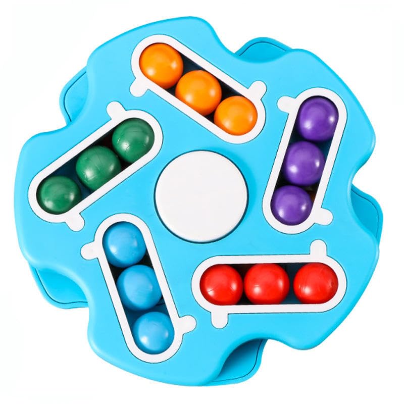 Fidget Toy Rotating Magic Bean Cube Spinner | Double Flip Puzzle Cube | Stress & Anxiety Relief | Educational Learning Toy for Kids & Adults | Blue Colour