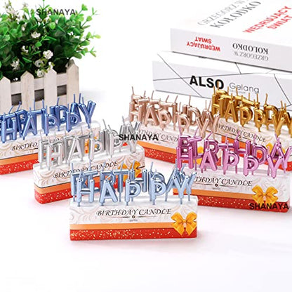 Happy Birthday Letter Candles Golden | Metallic Alphabet Candle Set | Cake Topper Birthday Candle | Pack of 1
