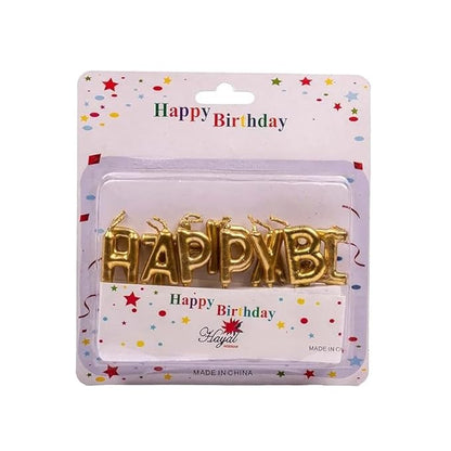 Happy Birthday Letter Candles Golden | Metallic Alphabet Candle Set | Cake Topper Birthday Candle | Pack of 1