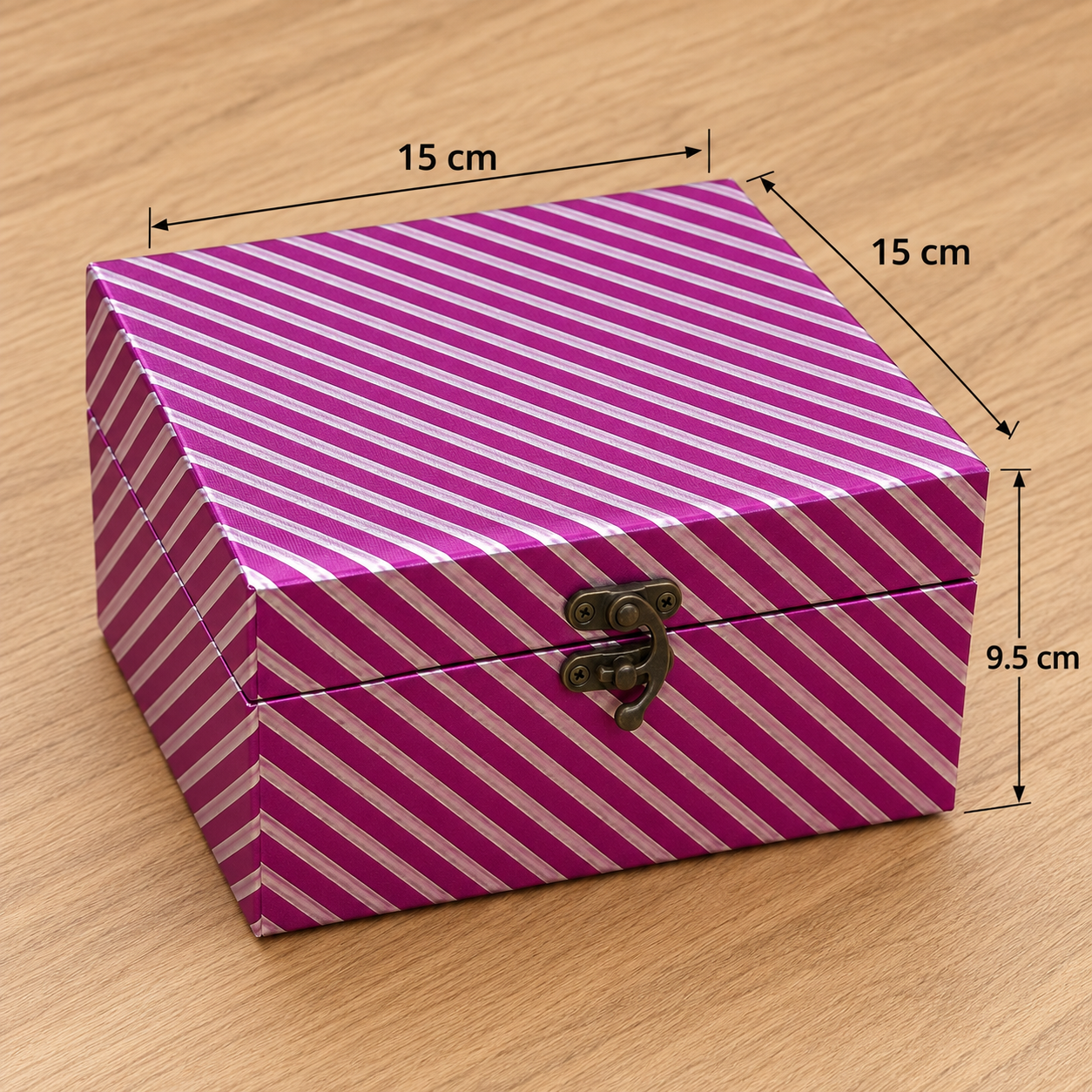 Premium Wooden Storage & Gift Box with Metal Lock | 15 × 15 × 9.5 cm Decorative Keepsake Box for Jewelry, Chocolates & Gift Hampers