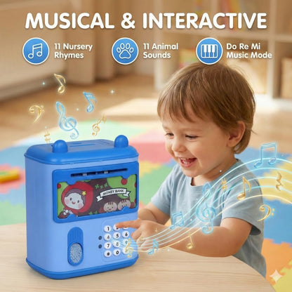 5 in 1 Money Bank Mini ATM for Kids Age 3+ | Electronic Keypad and Touch Sensor| 11 Nursery Rhymes | Do Re Me Musical Feature | 11 Animal Sound