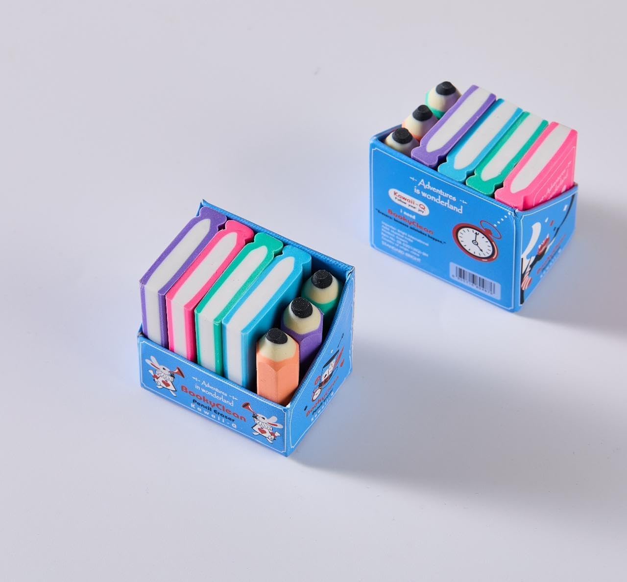 Mini Pencil and Book Shape Erasers Set for Kids - Multicolor, Rectangular, Rubber, Kawaii Eraser Set, Eraser, Multi-Color